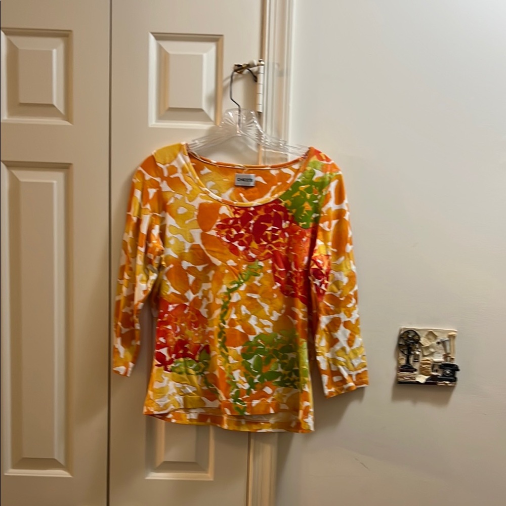Chico's Vibrant Orange and Yellow Blouse